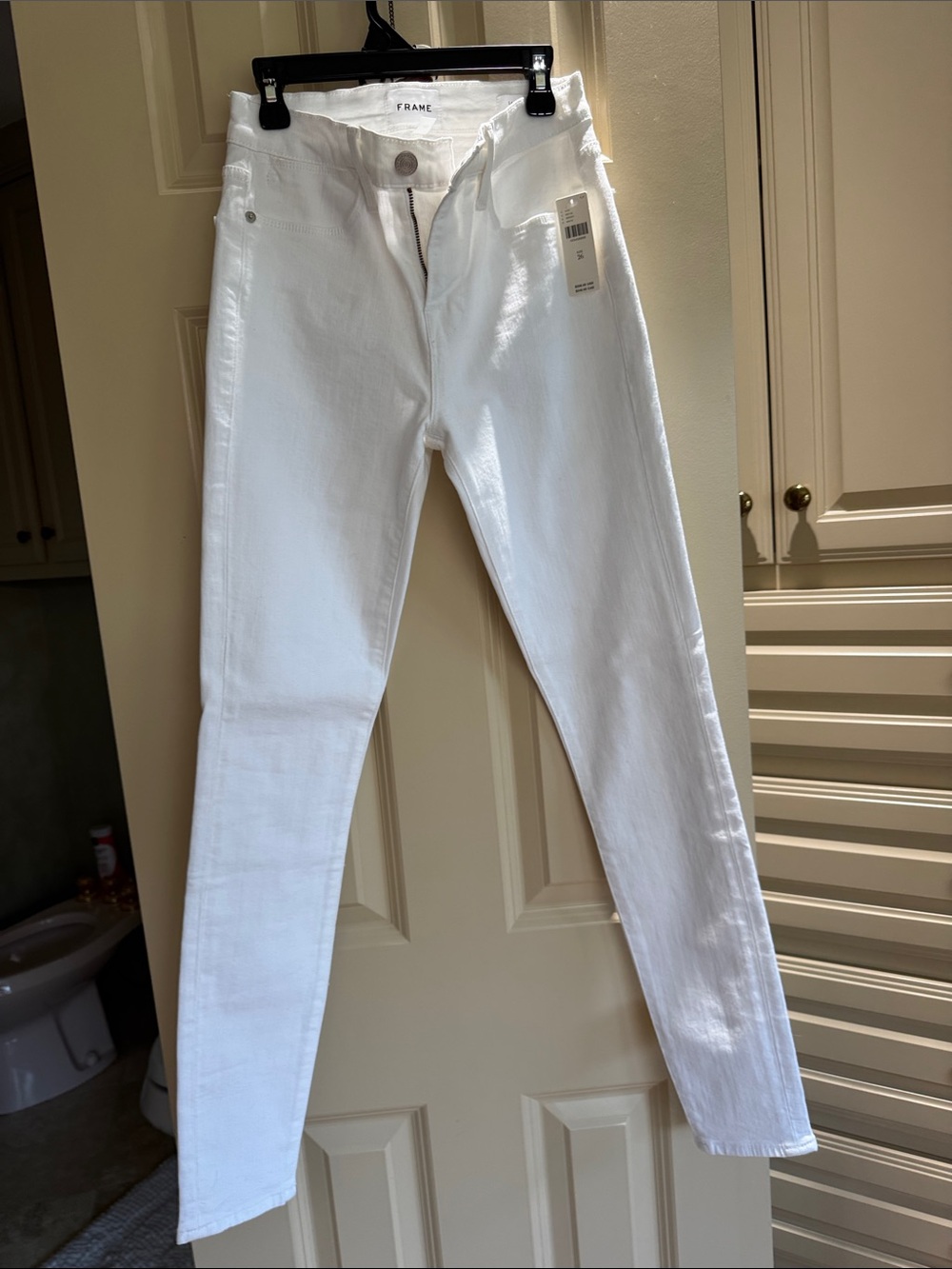 Frame Denim White High-Rise Skinny Jeans